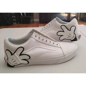 Vans X Disney Mickey Mouse Old Skool White Glove Hand Shoes Women 10 Men 8.5